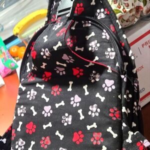 Dog Theamed Hand Made Sling Backpack with Paw Print Design